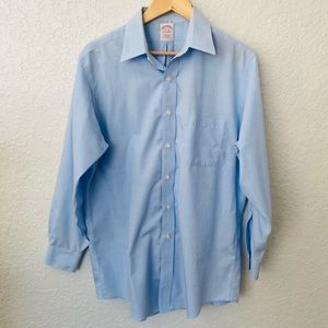 Brooks Brothers Mens Button Down Dress Shirt Blue Checks Non Iron 15.5-32
